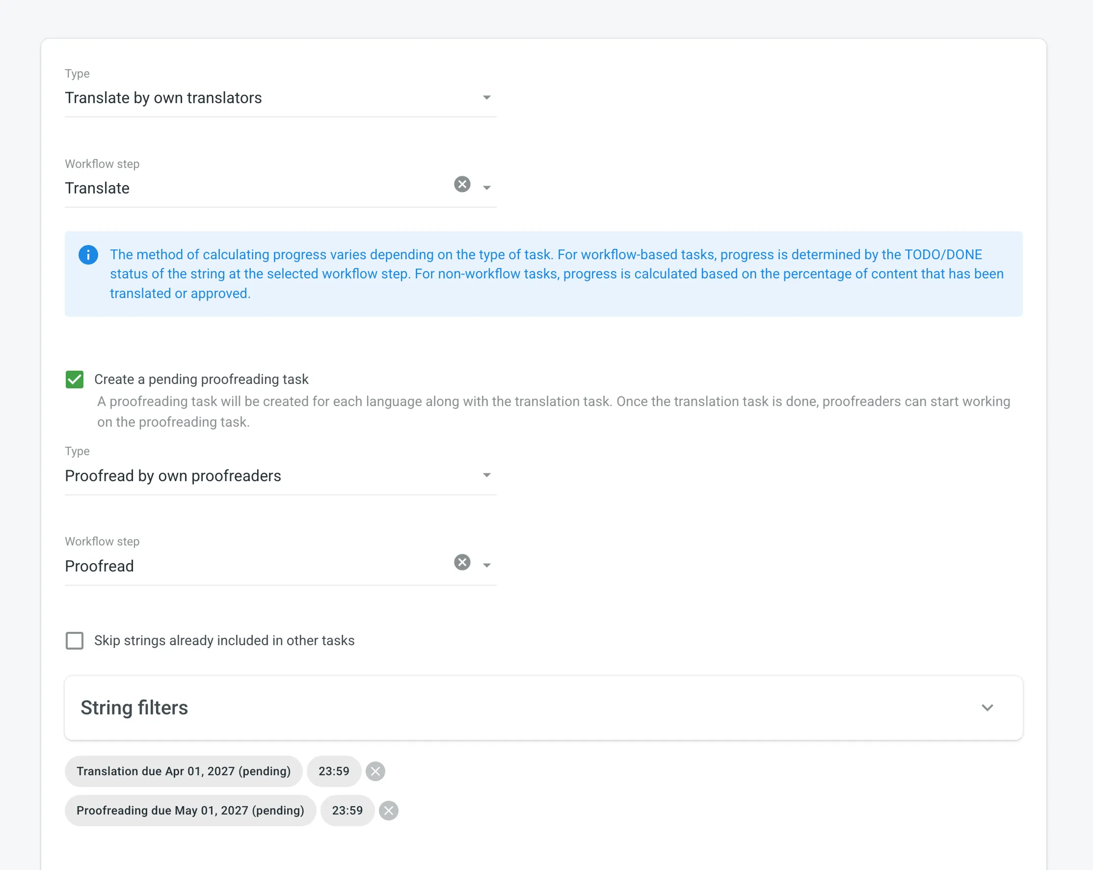 Create a pending proofreading task